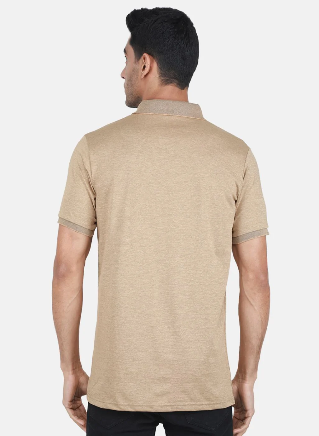 Men Khaki Solid T-Shirt - Image 3