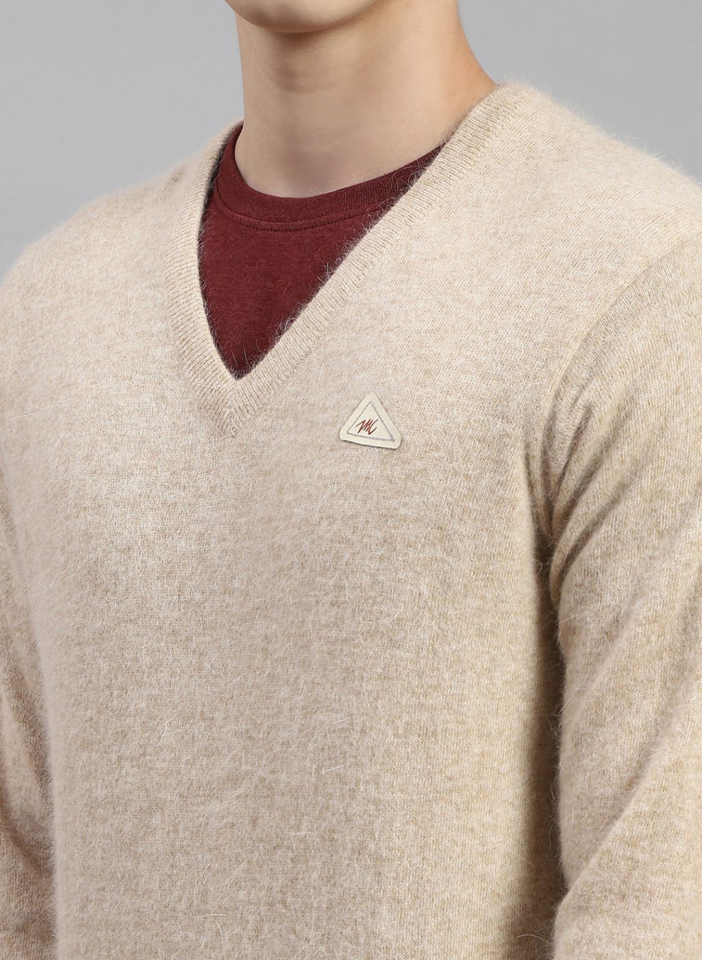 Men Light Brown Solid Angoora Pullover - Image 6