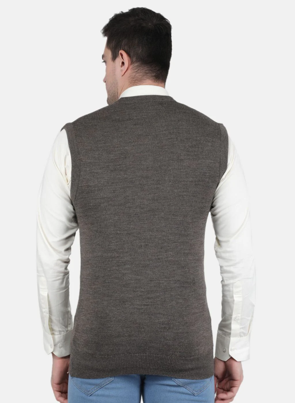 Men Light Brown Solid Sweater - Image 3