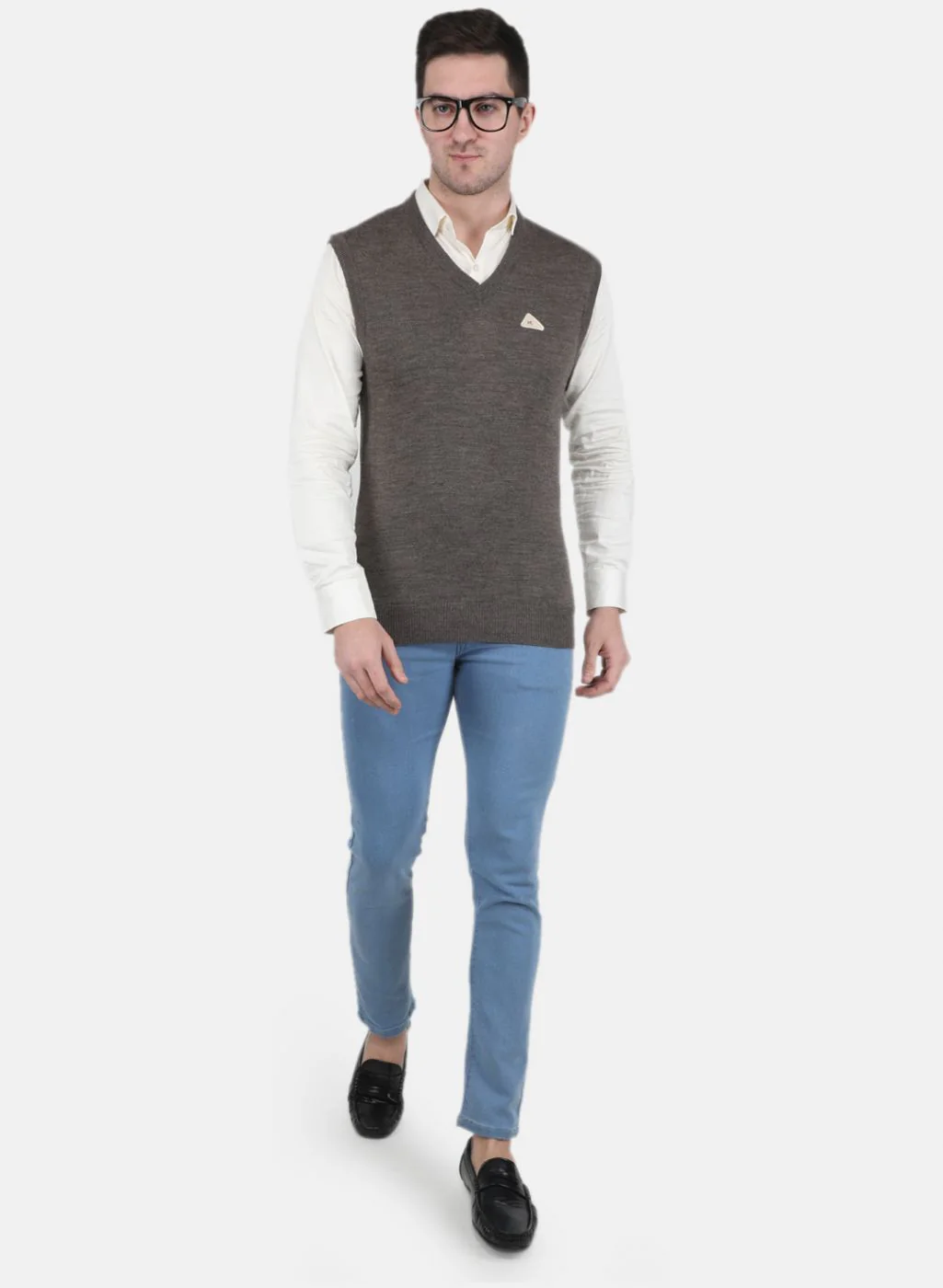 Men Light Brown Solid Sweater - Image 4