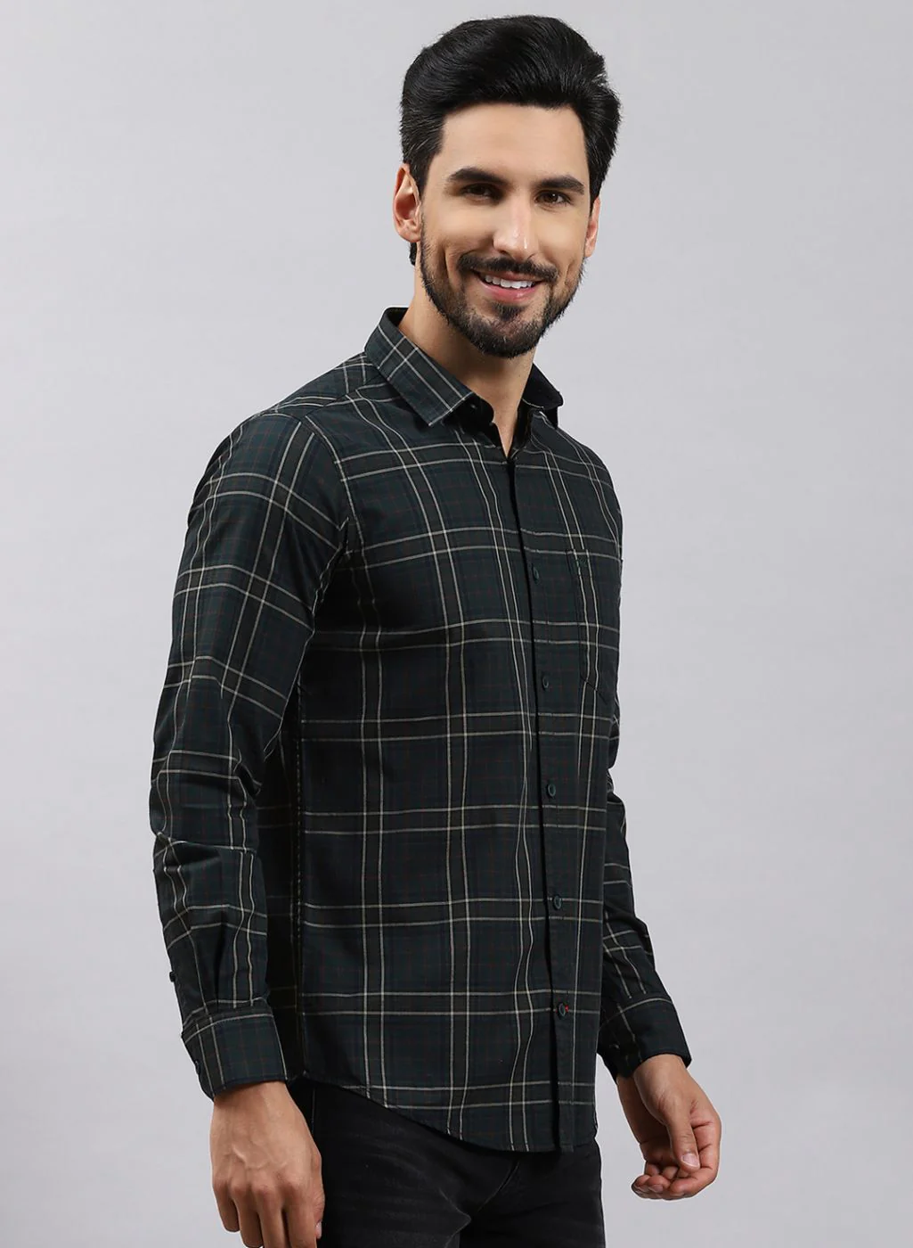 Men Maroon Check Pure Cotton Shirt - Image 4