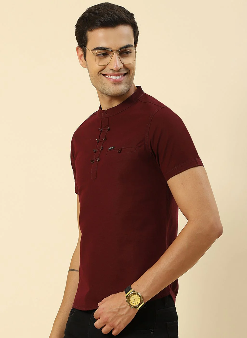 Men Maroon Printed T-Shirt - Image 3