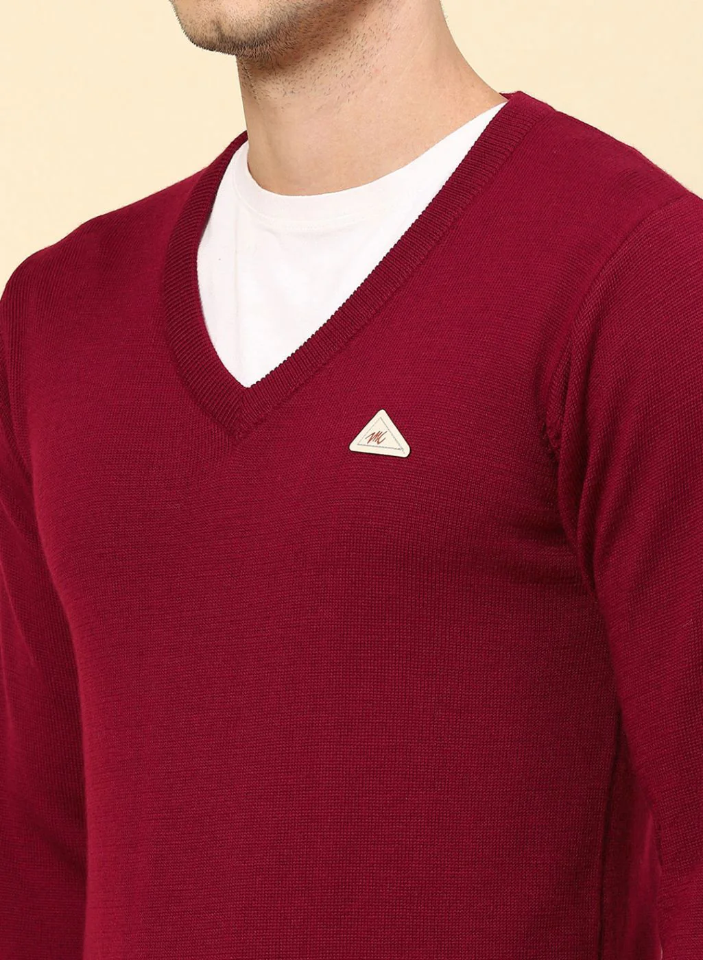 Men Maroon Solid Pure wool Pullover - Image 6