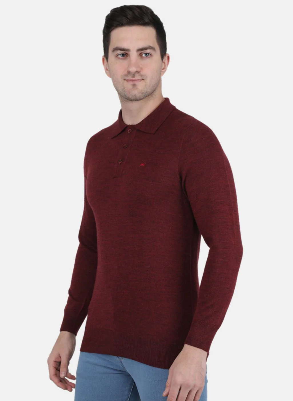 Men Maroon Solid T-Shirt - Image 2