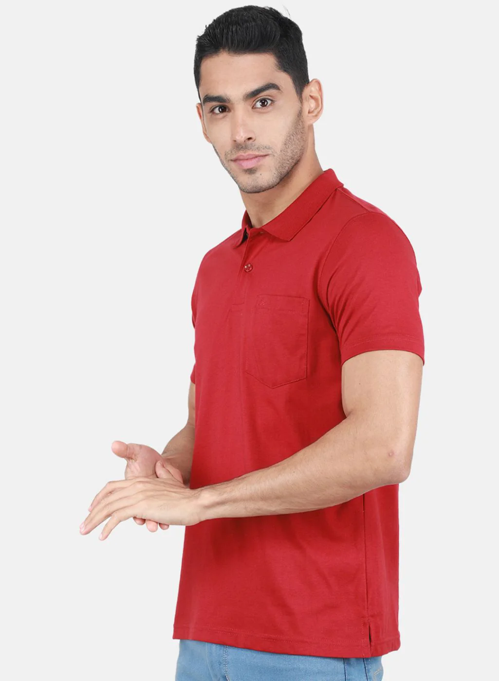 Men Maroon Solid T-Shirt - Image 2