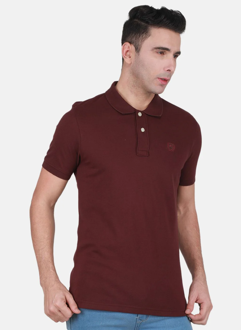 Men Maroon Solid T-Shirt - Image 6