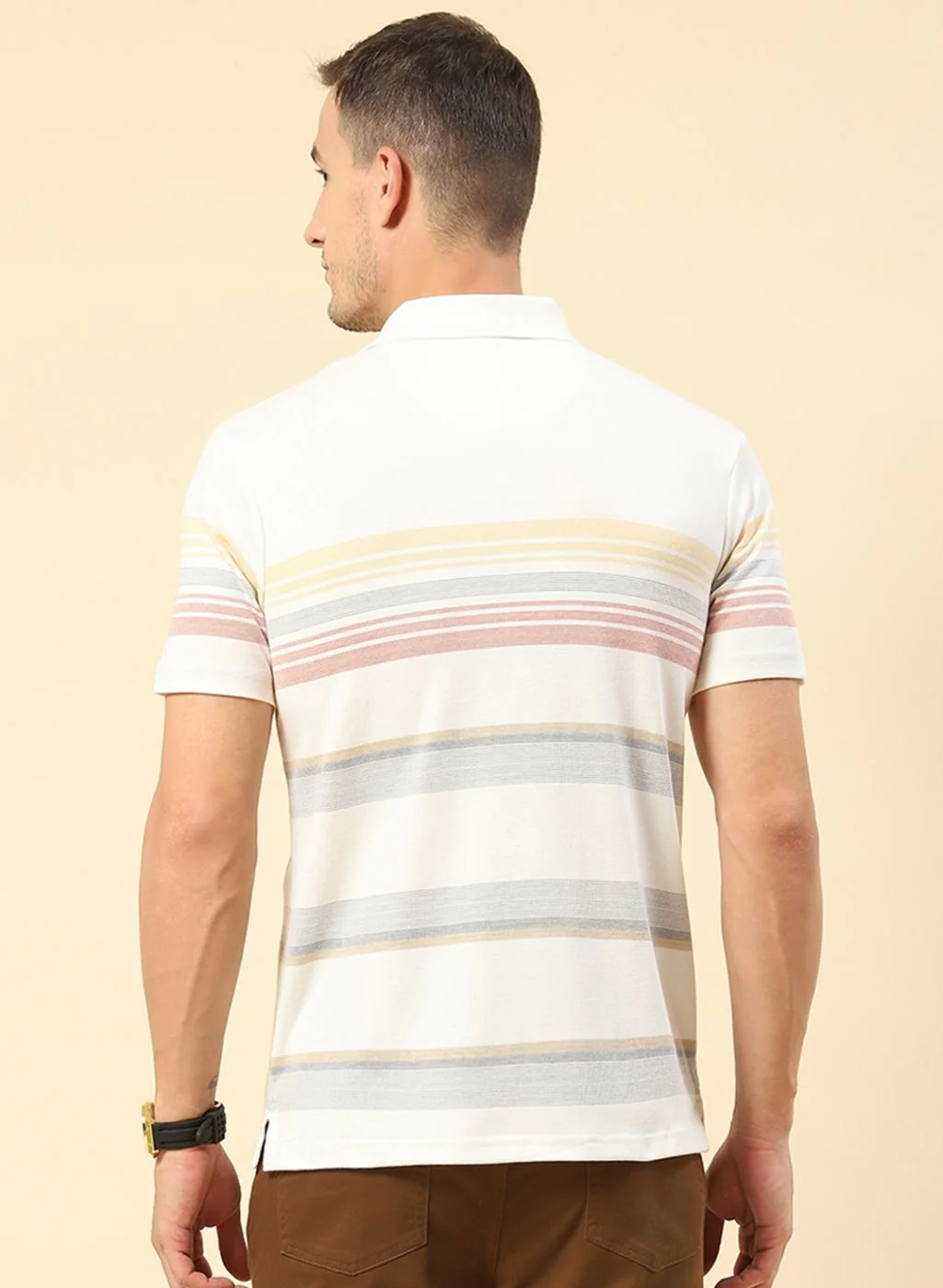 Men Maroon Stripe T-Shirt - Image 4