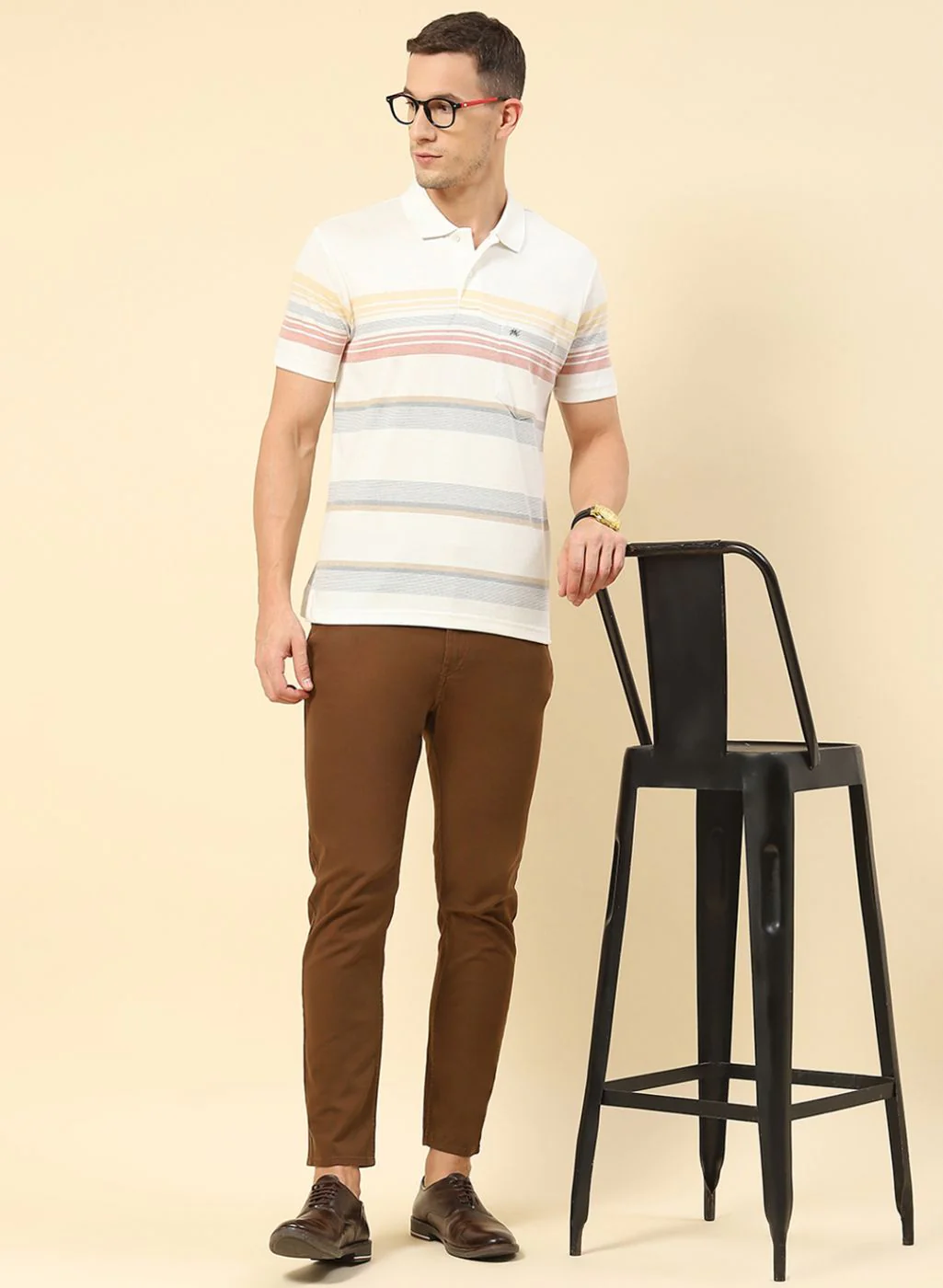 Men Maroon Stripe T-Shirt - Image 5