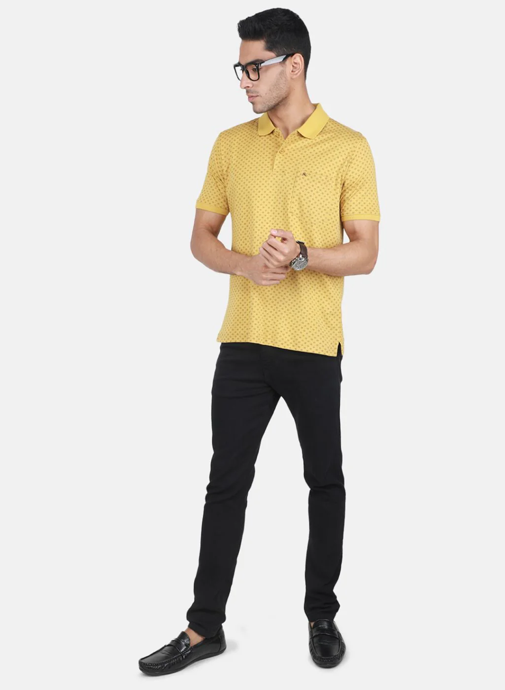 Men Mustard Printed T-Shirt - Image 4