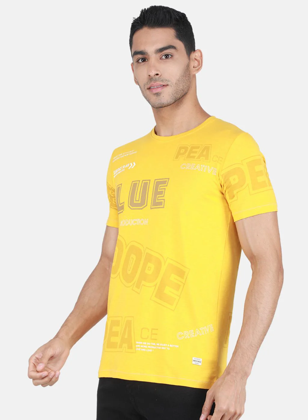 Men Mustard Printed T-Shirt - Image 2