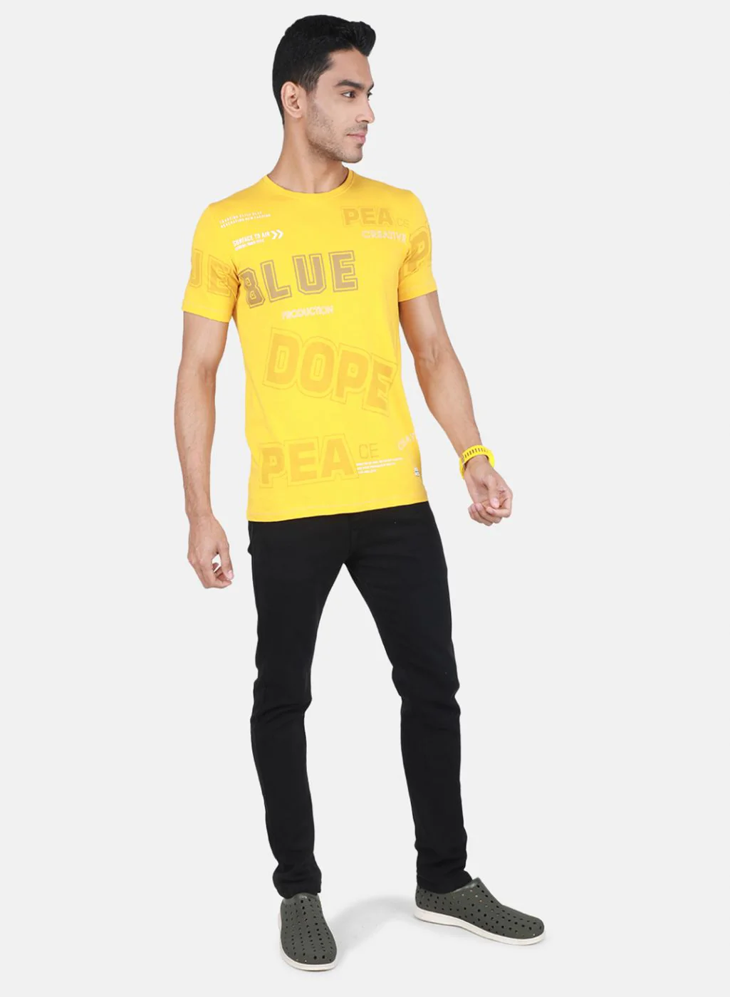 Men Mustard Printed T-Shirt - Image 4