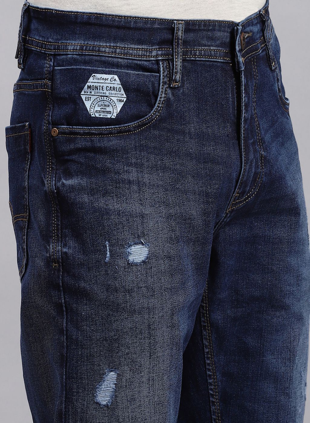 Men NAvy Blue NArrow Fit Denim - Image 6