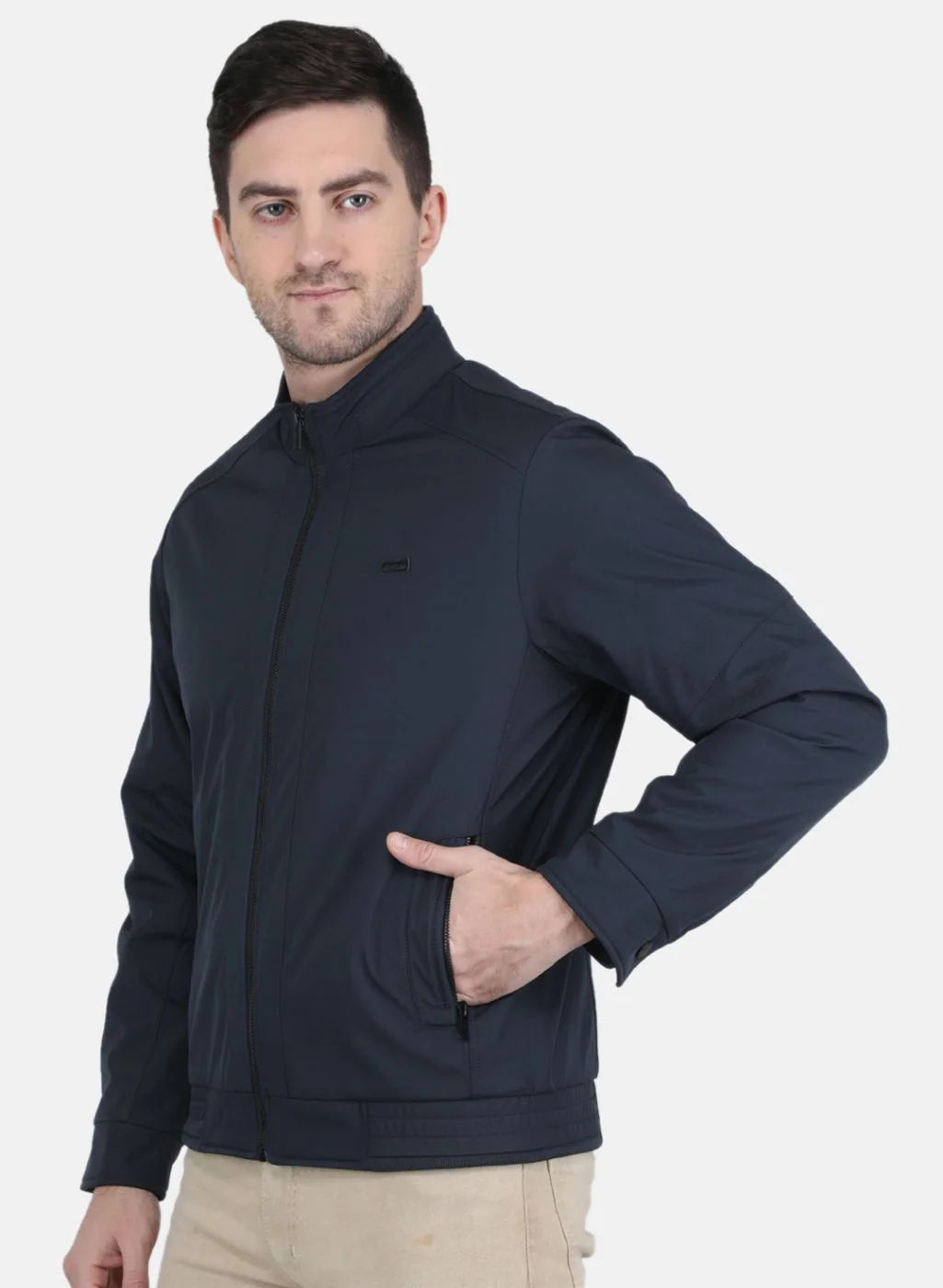 Men NAvy Blue Printed Jacket - Image 3