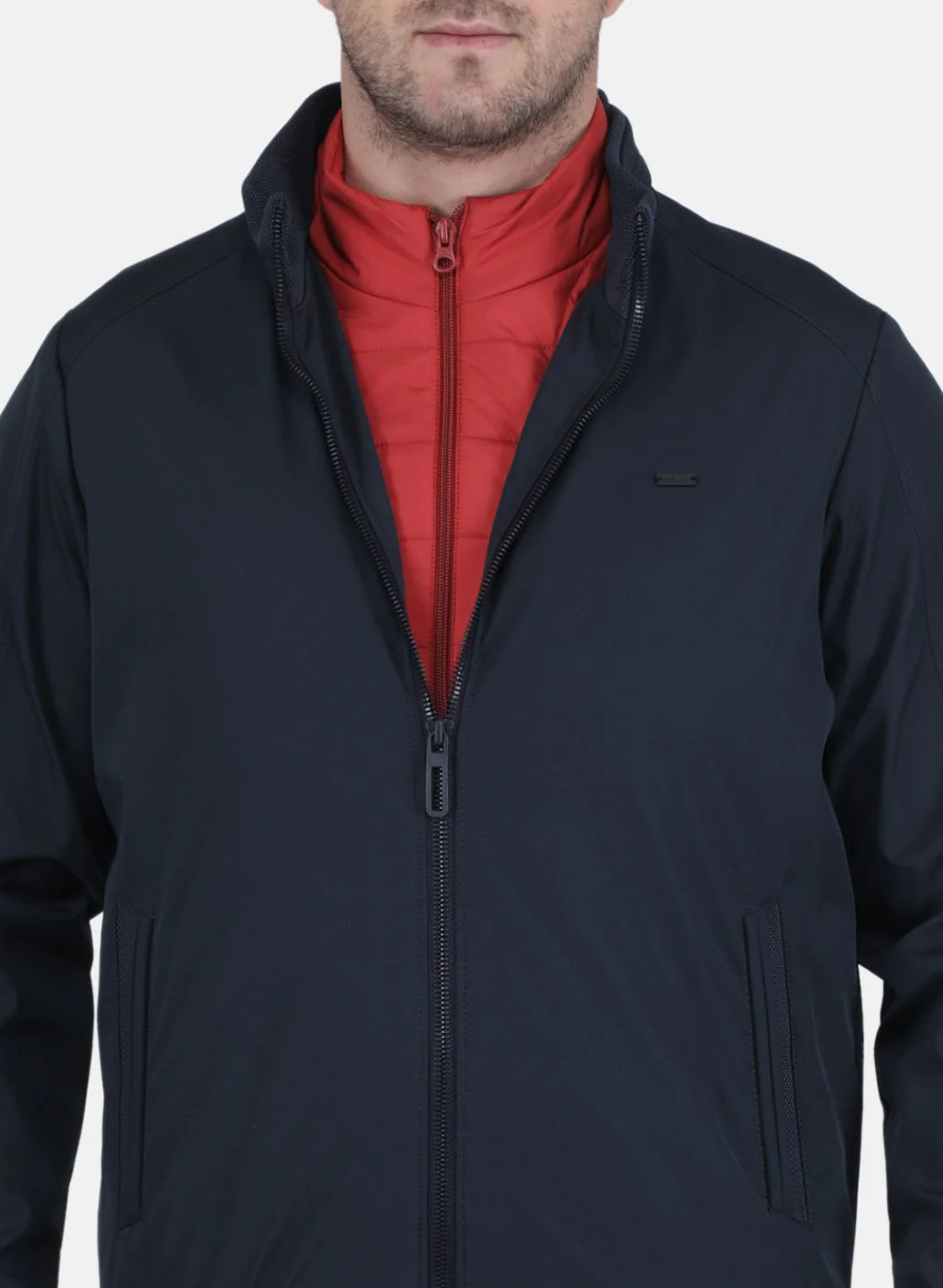 Men Navy Blue & Red Reversible Jacket (2 Pcs) - Image 5