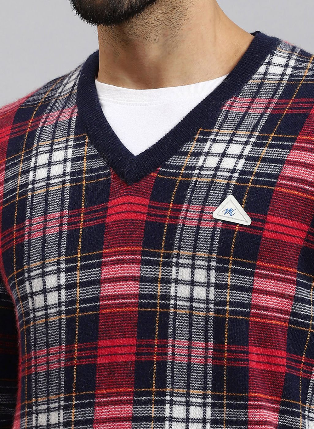 Men NAvy Blue Printed Lamb wool Pullover - Image 6