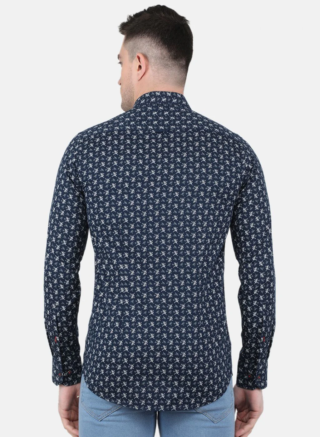 Men NAvy Blue Printed Shirt - Image 3