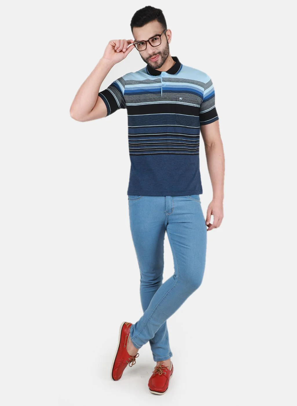 Men NAvy Blue Printed T-Shirt - Image 4