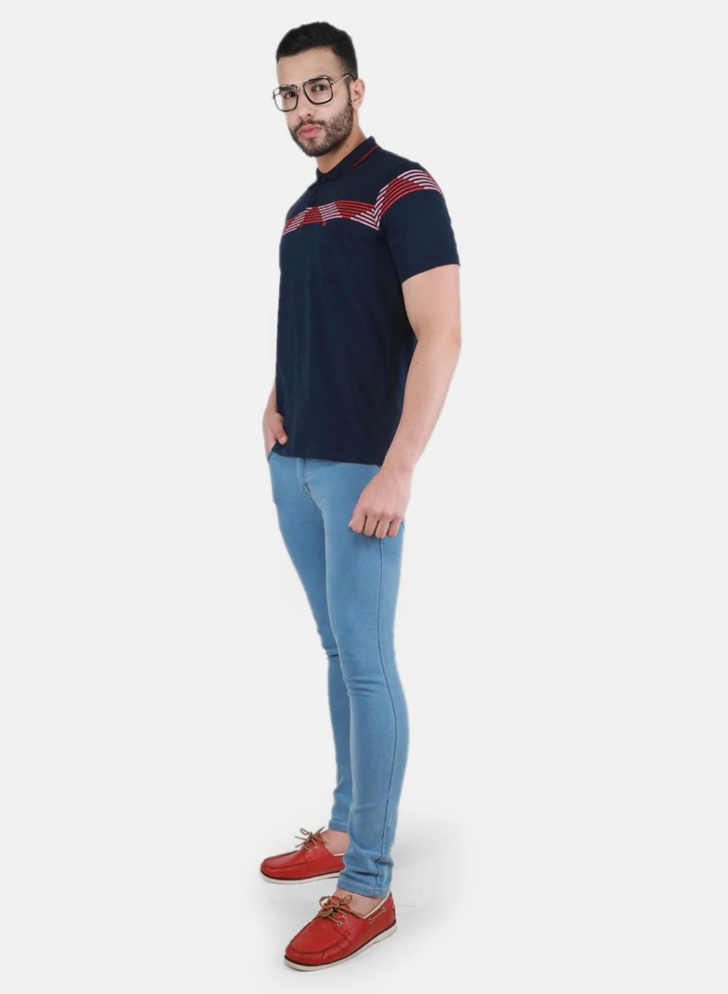 Men NAvy Blue Printed T-Shirt - Image 4