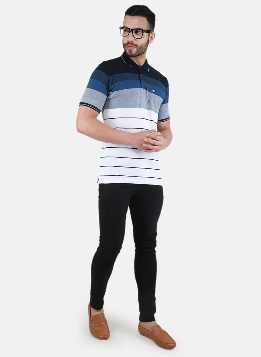 Men NAvy Blue Printed T-Shirt - Image 4