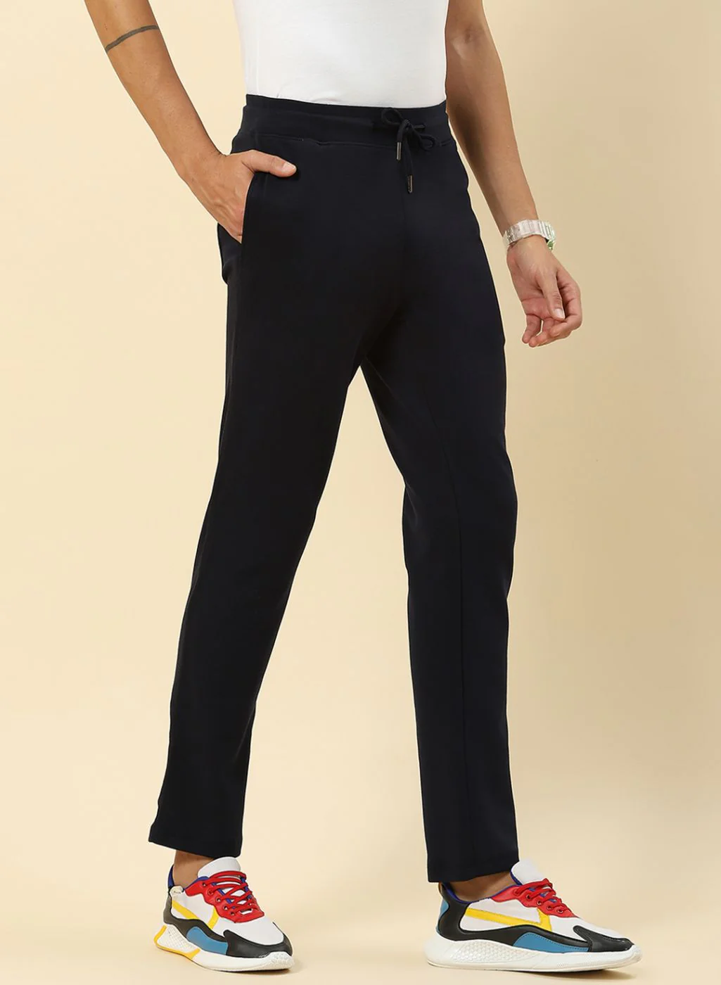 Men Navy Blue Regular Fit Lower - Image 3