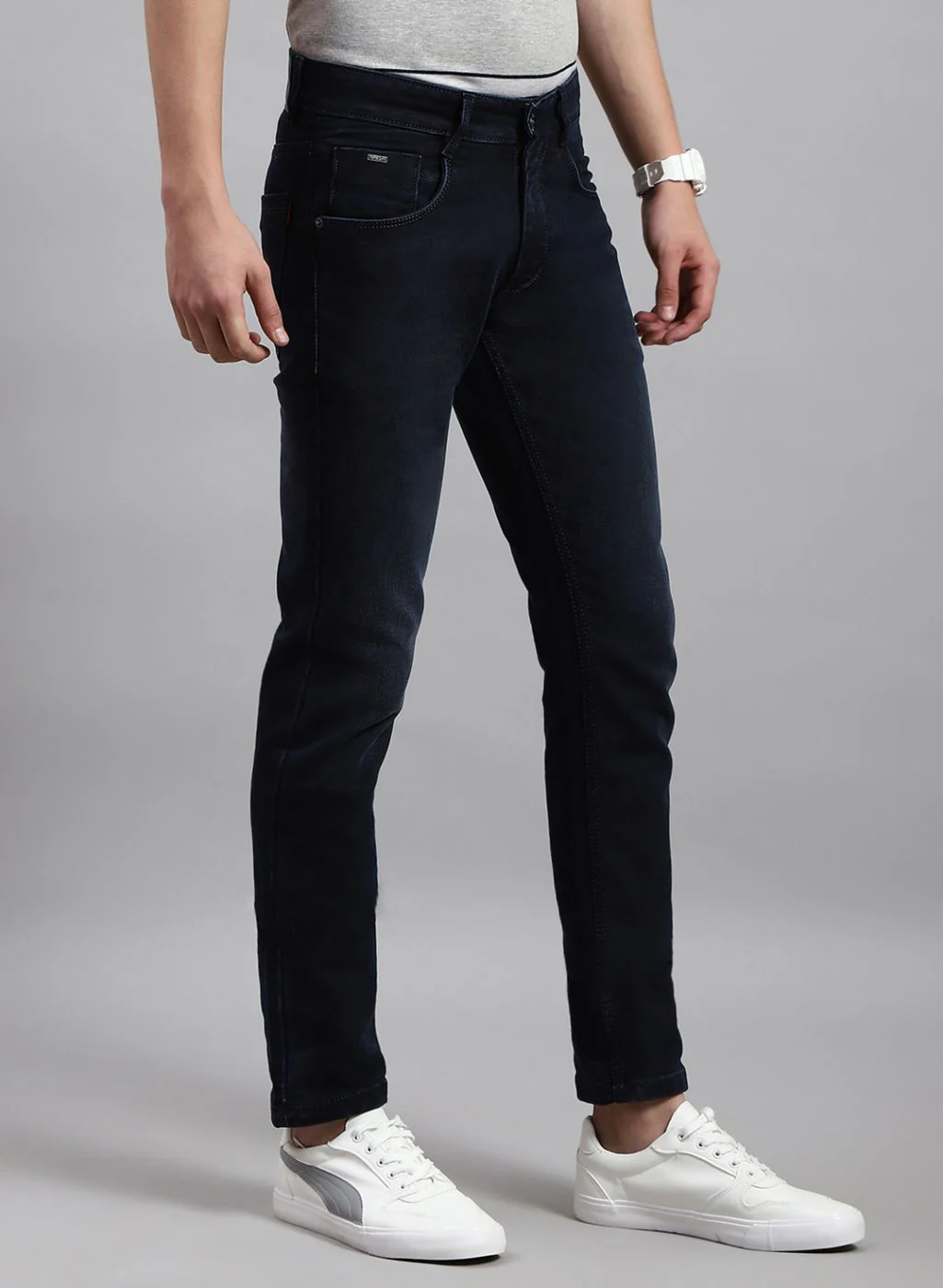 Men NAvy Blue Skinny Fit Denim - Image 4