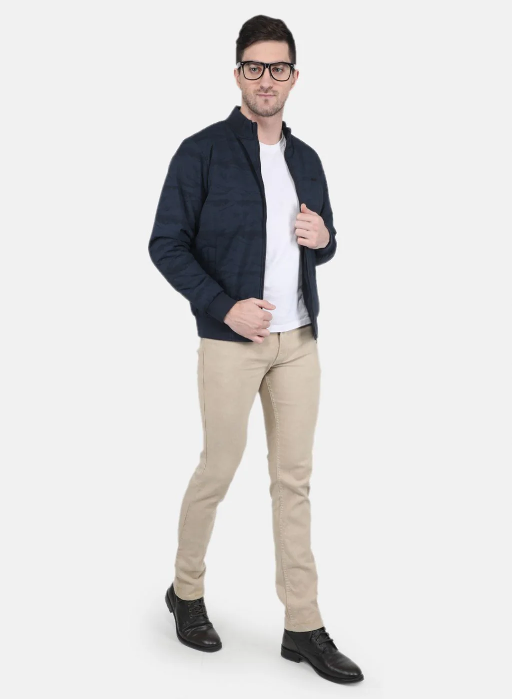 Men NAvy Blue Solid Jacket - Image 4