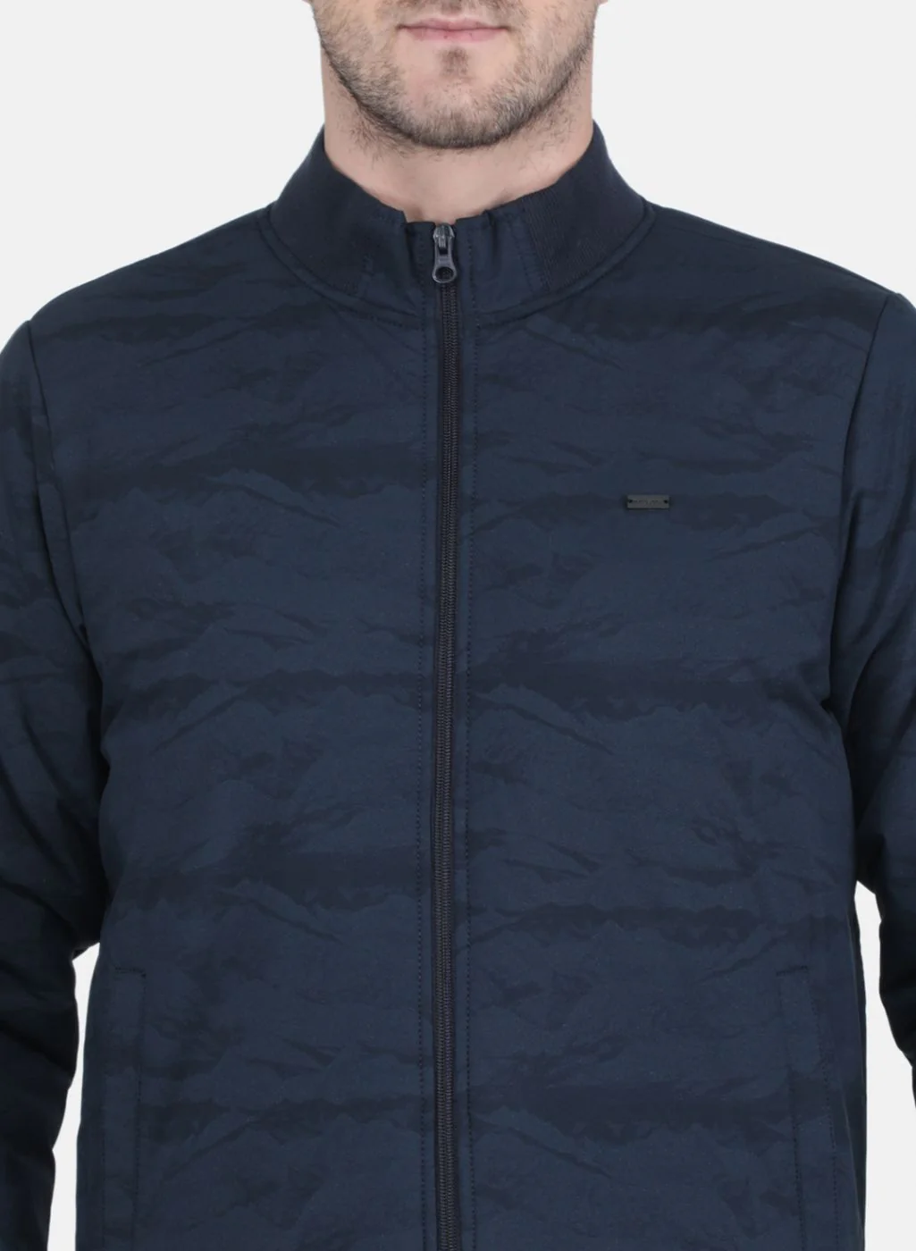 Men NAvy Blue Solid Jacket - Image 5