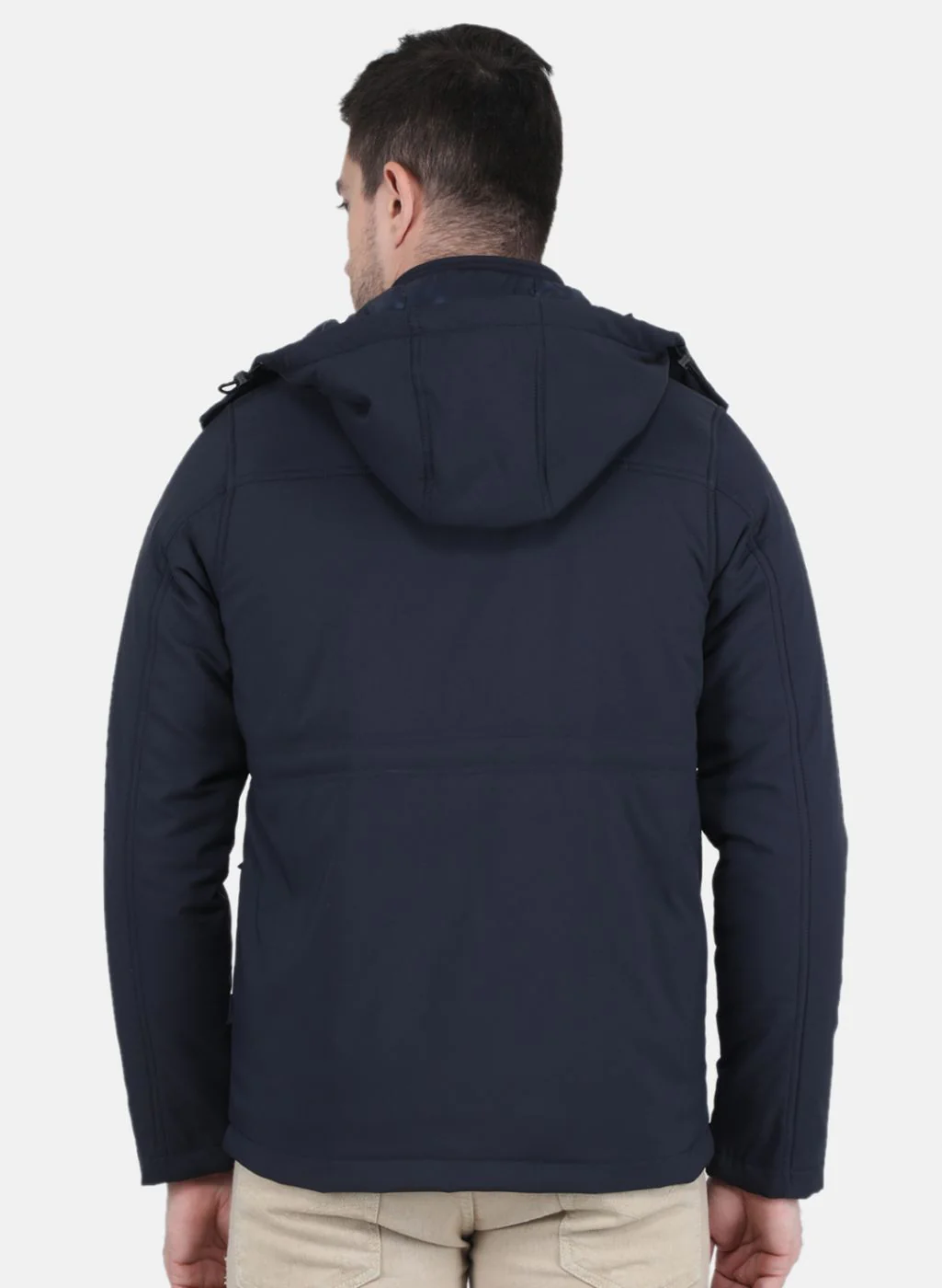 Men NAvy Blue Solid Jacket - Image 3