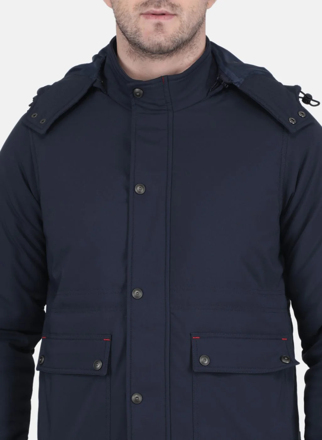 Men NAvy Blue Solid Jacket - Image 5
