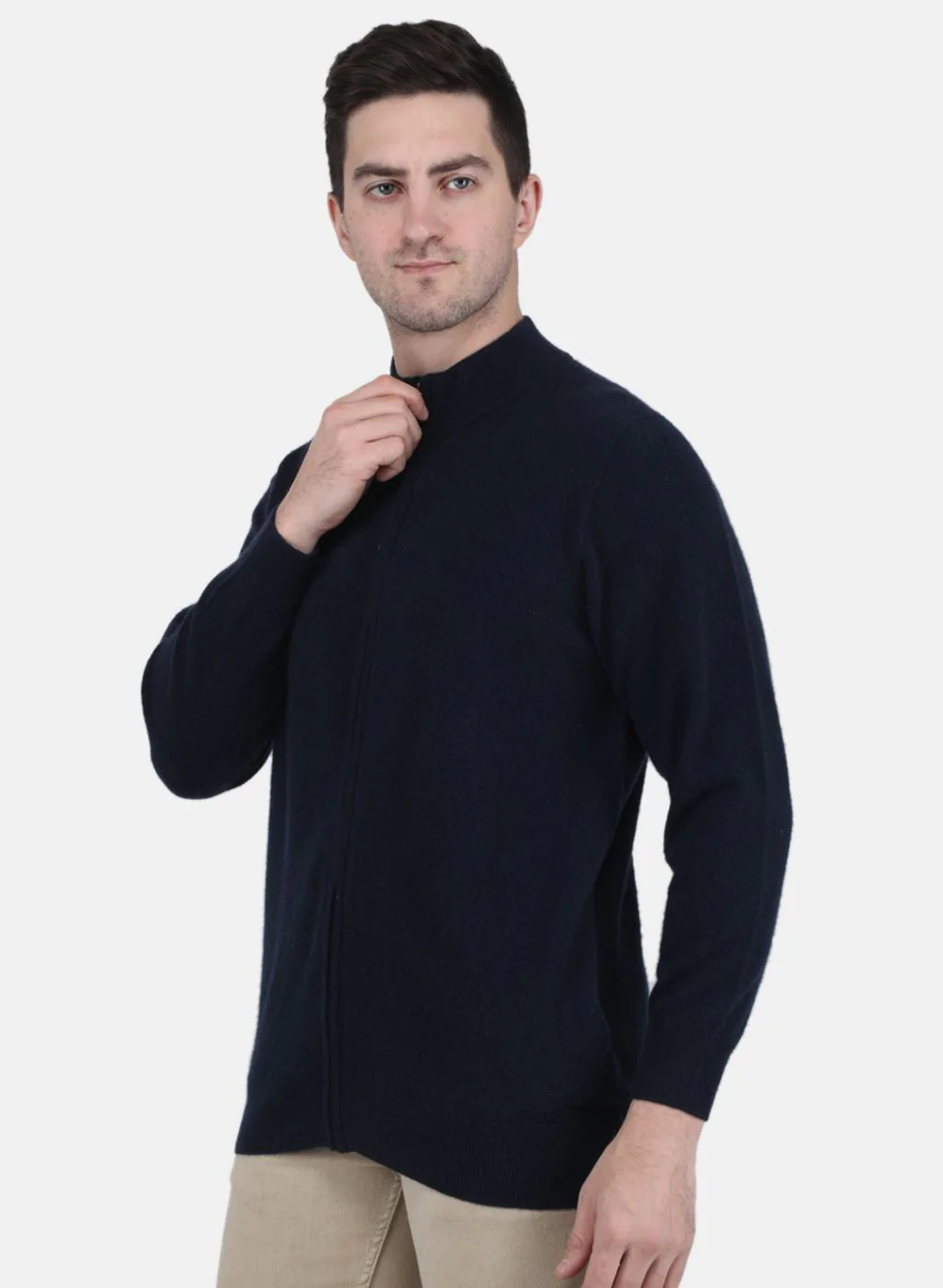 Men NAvy Blue Solid Pullover - Image 2
