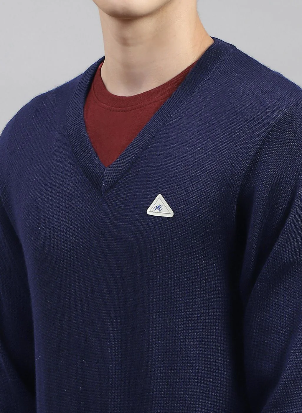 Men NAvy Blue Solid Pure wool Pullover - Image 6