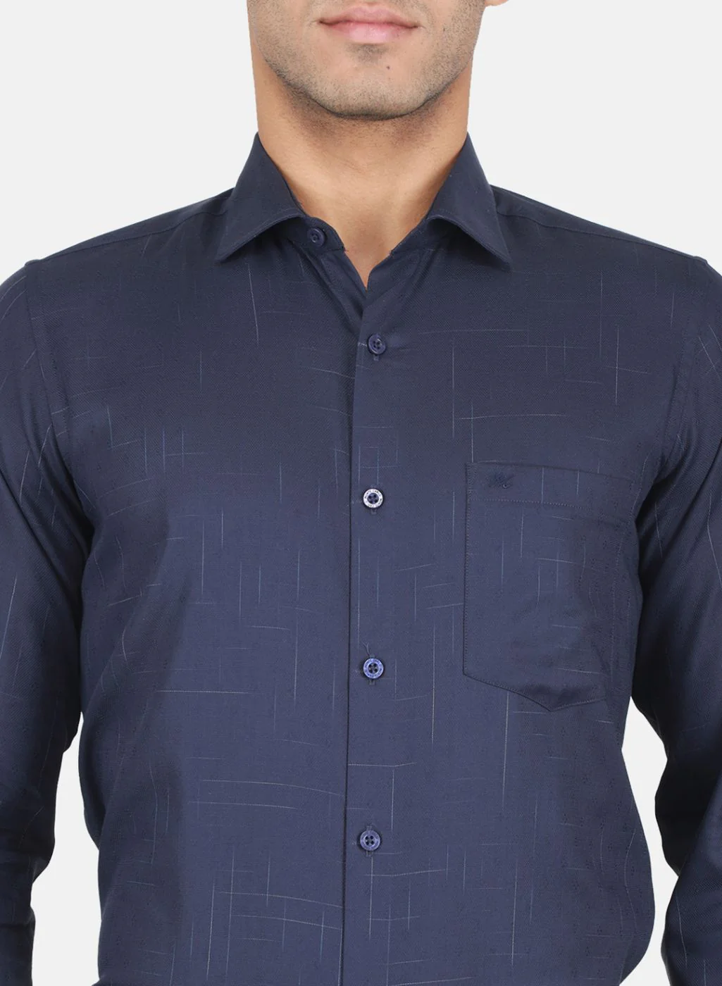Men NAvy Blue Solid Shirt - Image 5