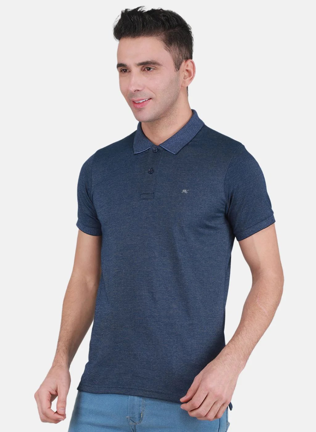 Men NAvy Blue Solid T-Shirt - Image 2