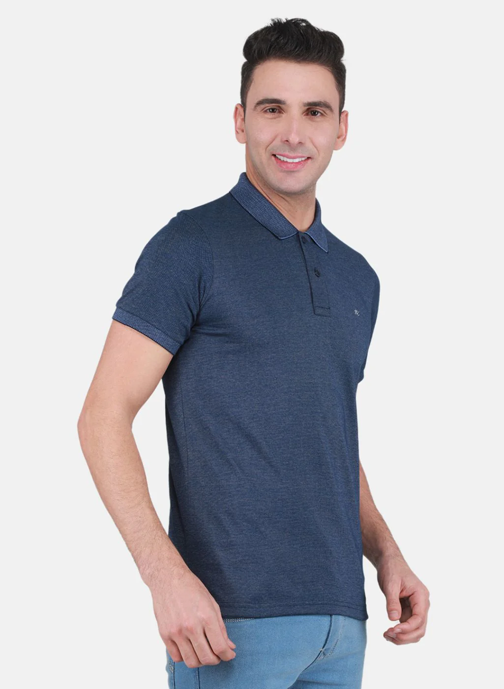 Men NAvy Blue Solid T-Shirt - Image 6