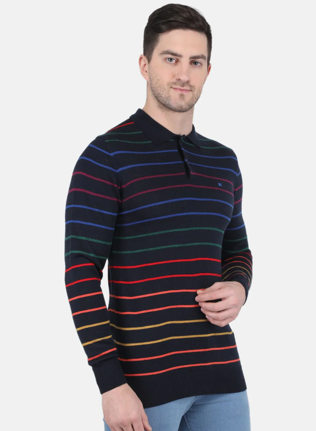 Men NAvy Blue Stripe T-Shirt - Image 6