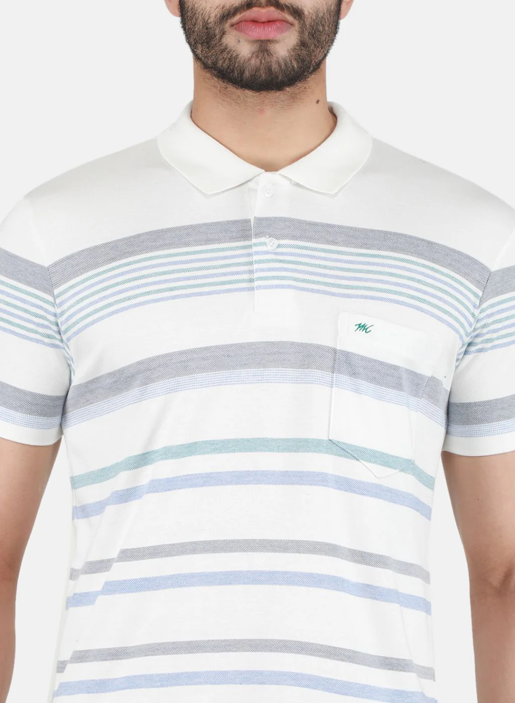 Men Off White & Blue Printed T-Shirt - Image 5