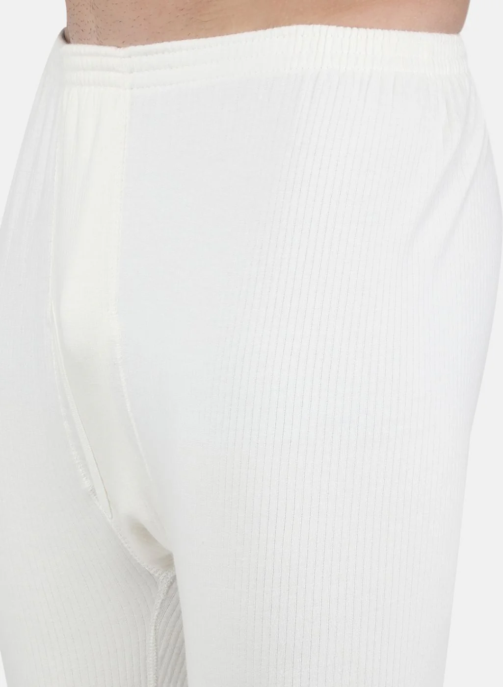 Men Off White Solid Thermal Lower - Image 5