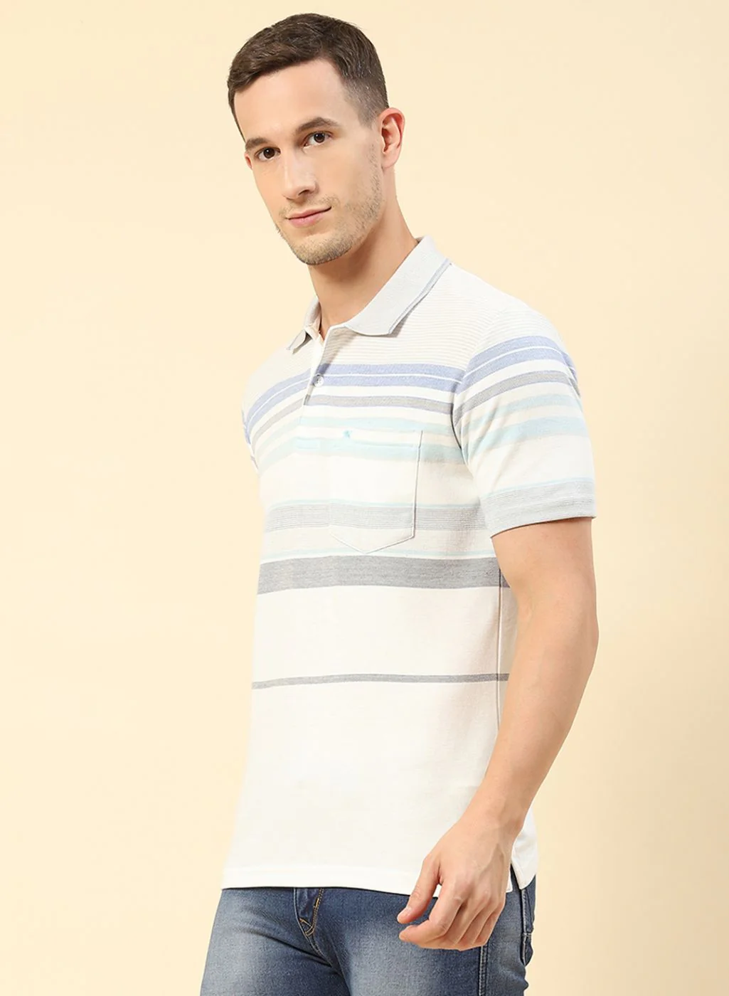 Men Off White Stripe T-Shirt - Image 2