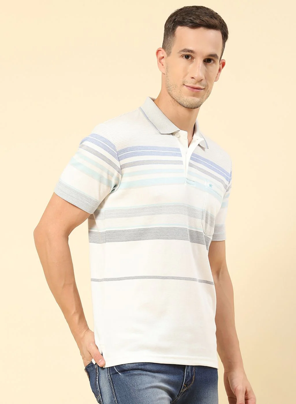 Men Off White Stripe T-Shirt - Image 3