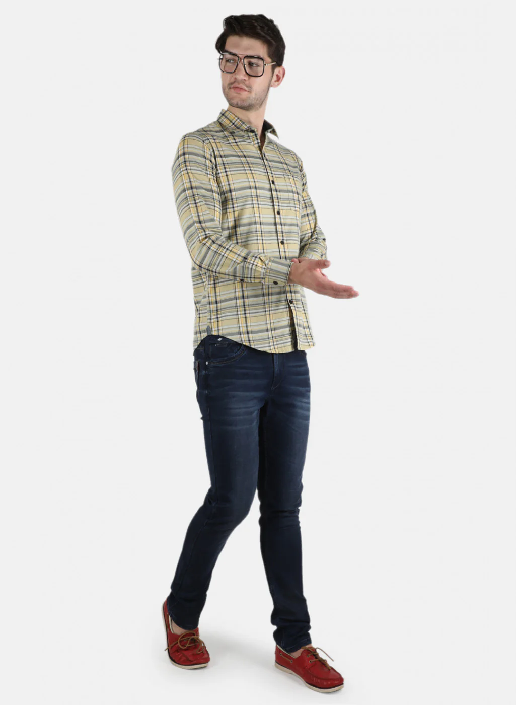 Men Olive Check Shirt - Image 4