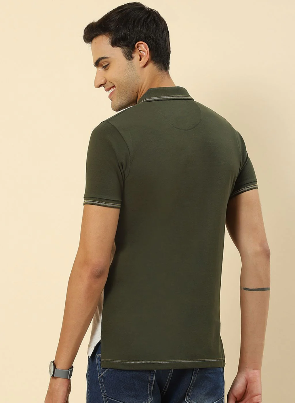 Men Olive Printed T-Shirt - Image 4
