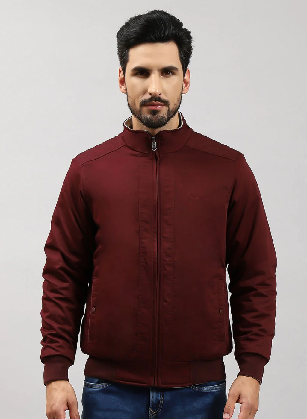 Men Olive Solid Cotton Jacket - Image 2