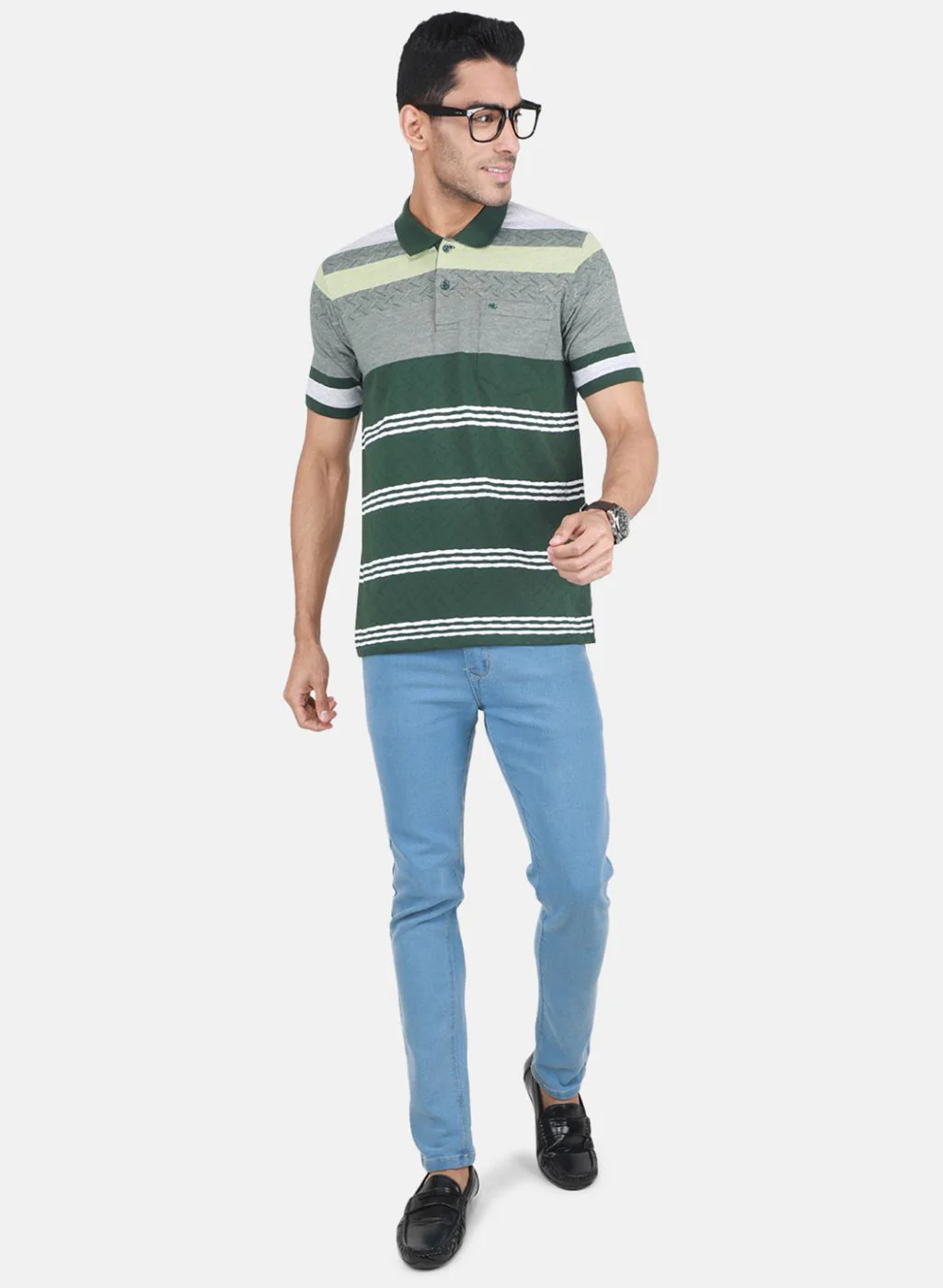 Men Olive Stripe T-Shirt - Image 4