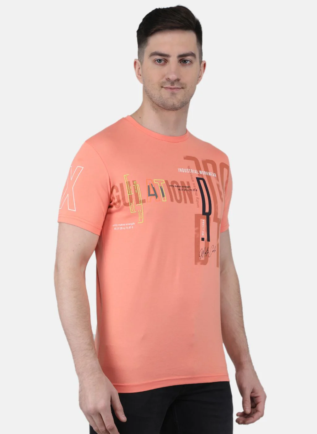 Men Peach Printed T-Shirt - Image 6