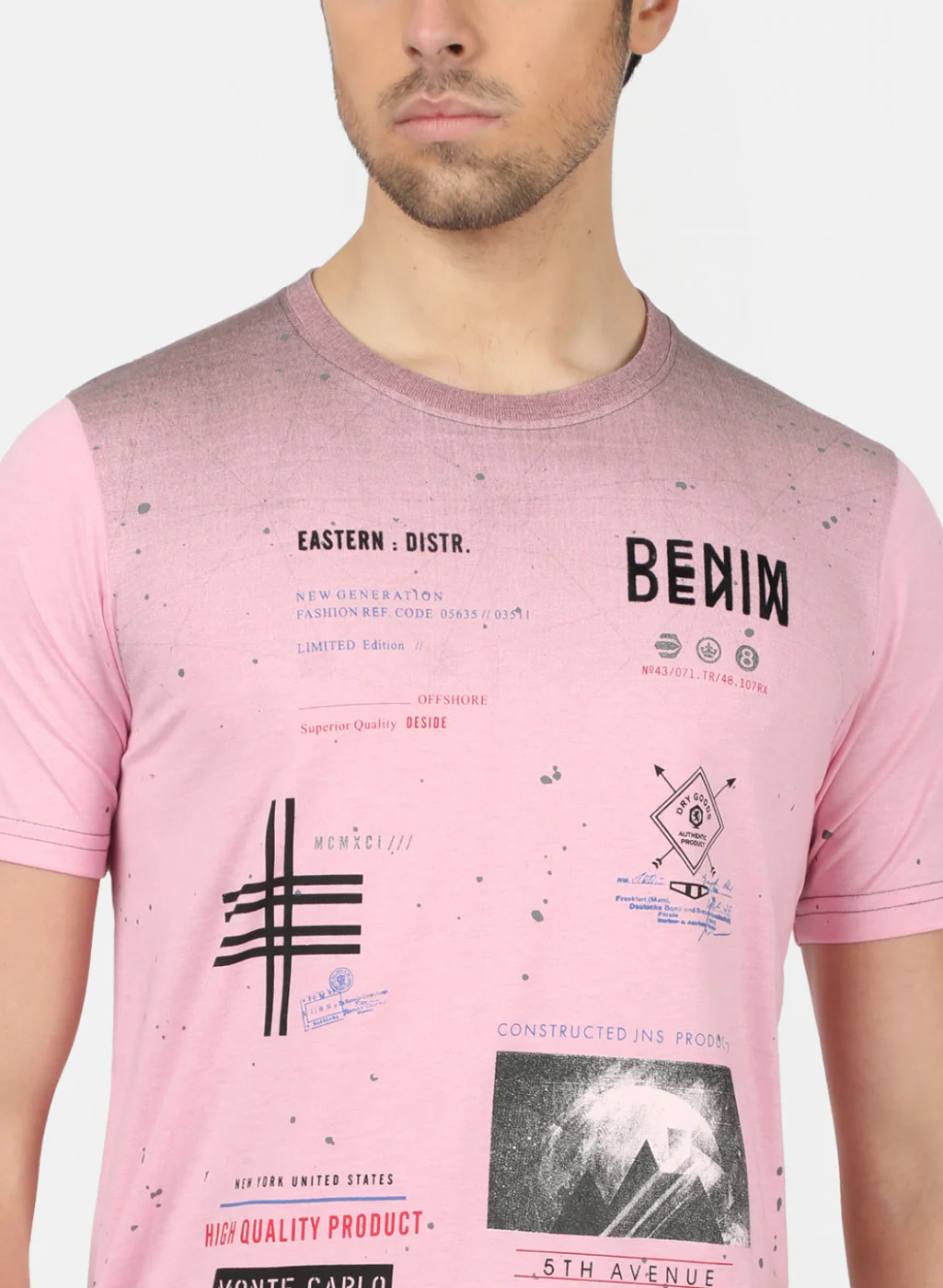 Men Pink Printed T-Shirts - Image 2