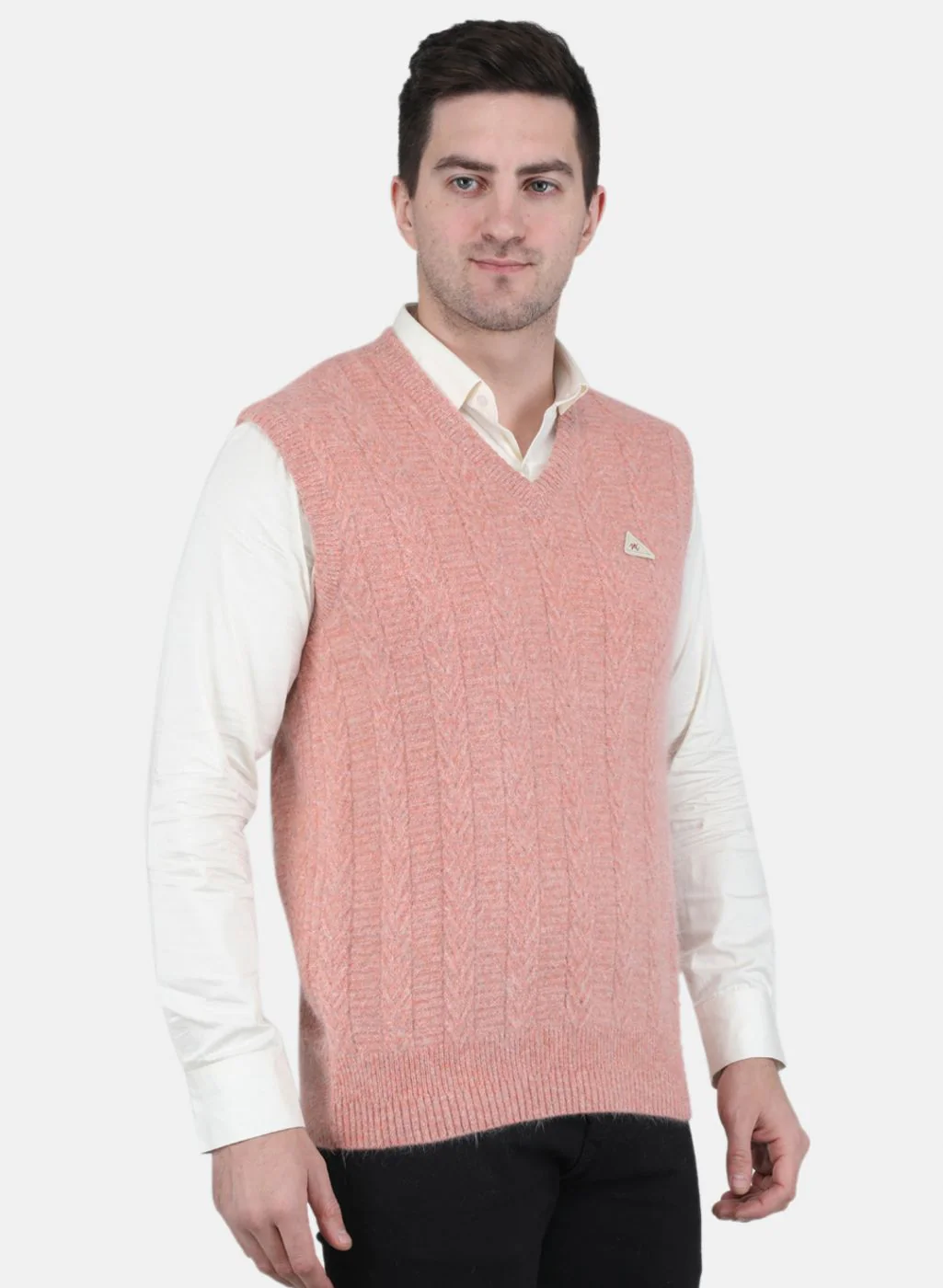 Men Pink Self Design Sweater - Image 6