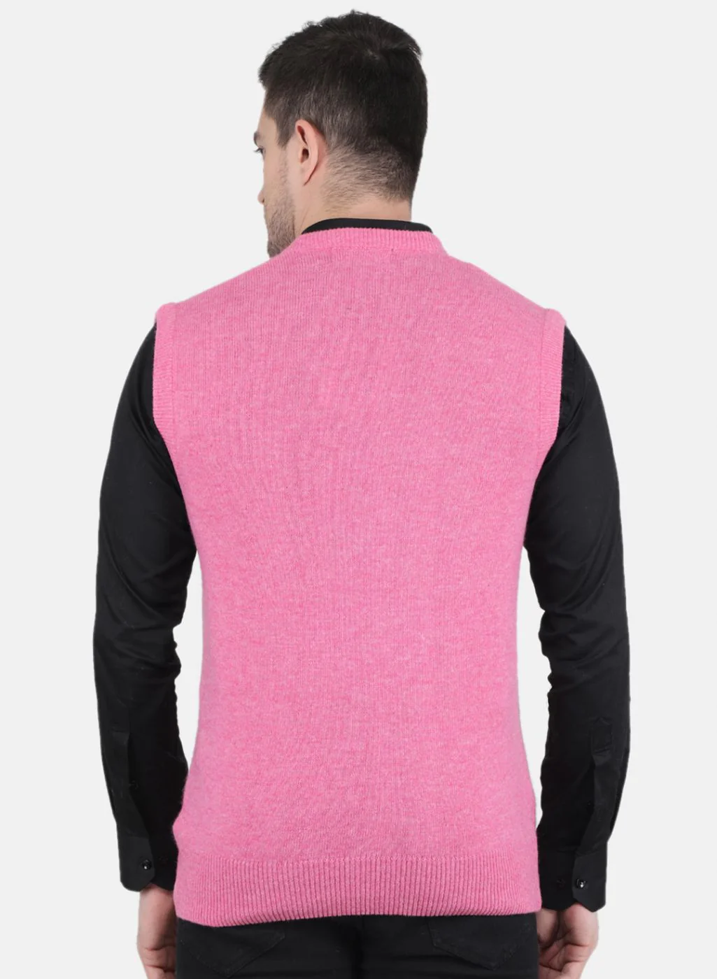 Men Pink Solid Sweater - Image 3
