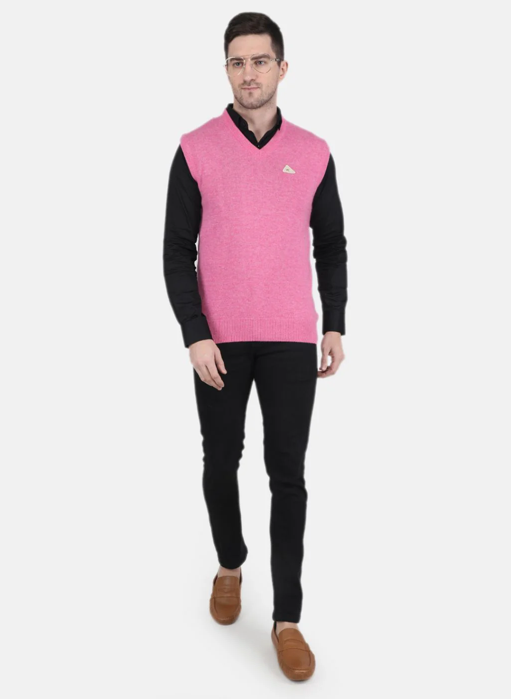 Men Pink Solid Sweater - Image 4