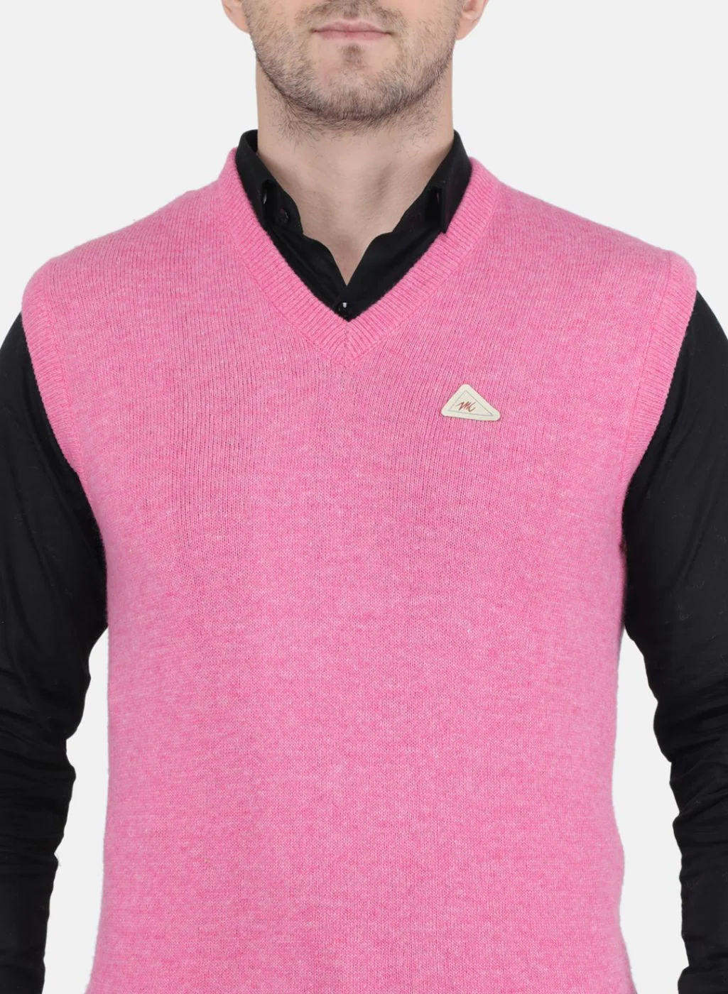 Men Pink Solid Sweater - Image 5