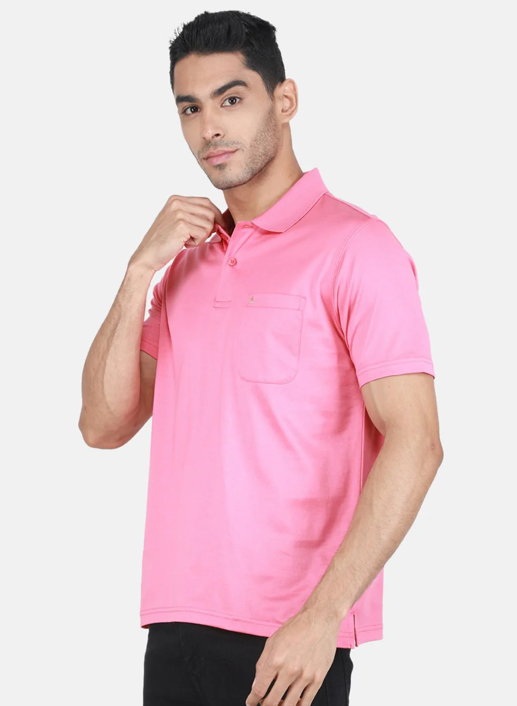 Men Pink Solid T-Shirt - Image 2